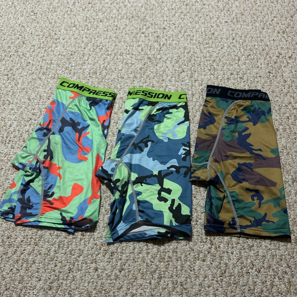 Compression spandex shorts 3 pair men Large Camo Shorts